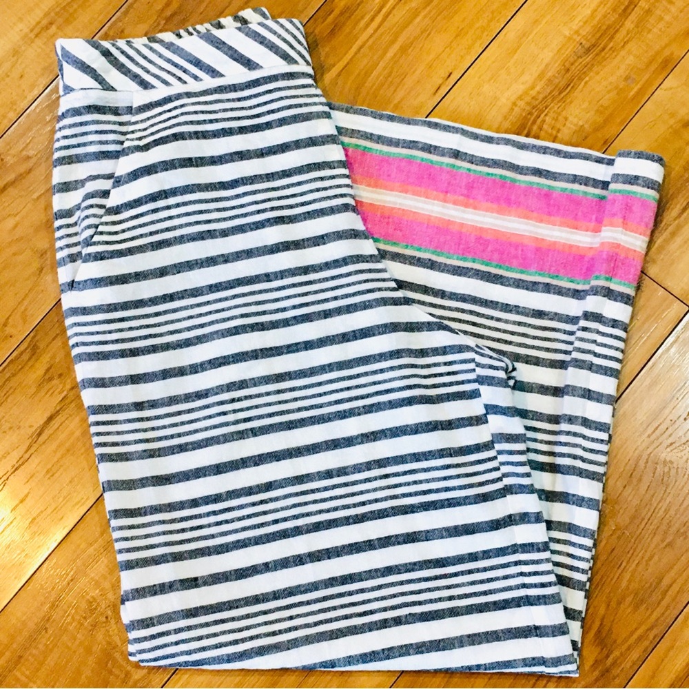 Trina Turk wide leg linen pants beach preppy trending summer striped pin…